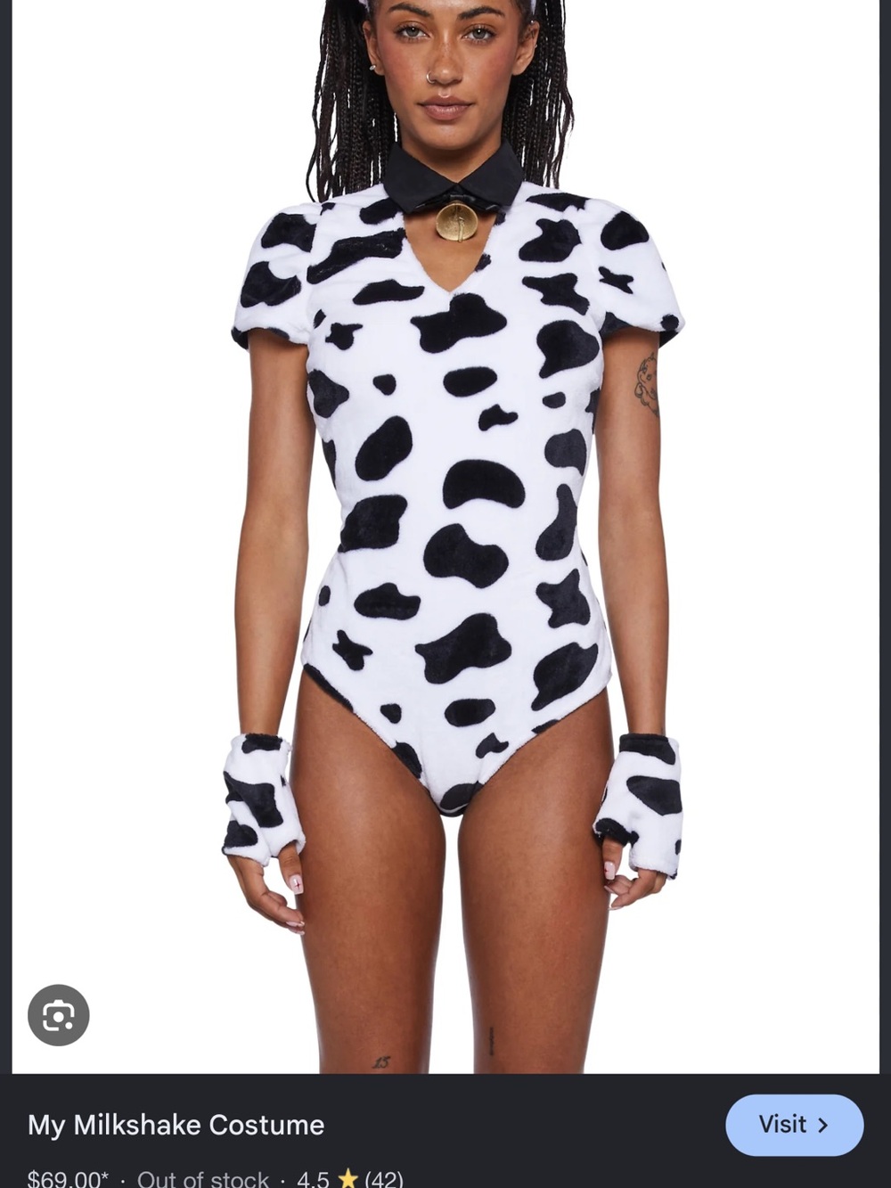 My Milkshake womens One-Piece Costume - Black & White Cow Print